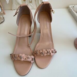 Avec Les Filles Michele Embellished Sandal Heels Blush Nude Pink Flowers